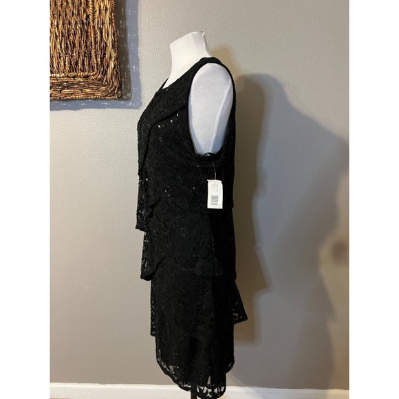 Neiman Marcus Dress 16 Stretch Lace Sequin Tiered Party Wedding Cruise NWT - Picture 6 of 11